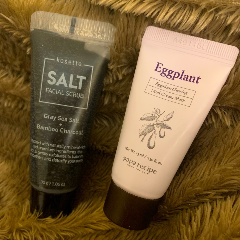 🌺 4/$20 - Kosette Salt Facial Scrub & Papa Recipe Eggplant Mask Bundle